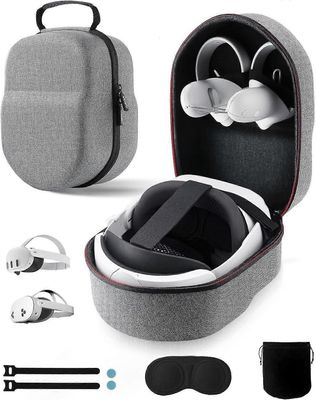 Bonaever Kotelo Meta Quest 3/3S/2:lle ja Vision Prolle/Pico 4:lle, Elite-hihna ja akkupäähihna, linssinsuojalla, kannettava kova kantolaukku