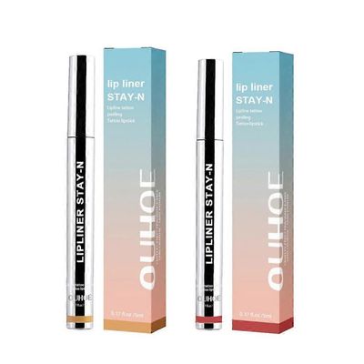 Lip Liner Peel Off Lip Tattoo Lip Stain Pitkäkestoinen oleskelu meikissä ravitseva Vaaleanruskea*viininpunainen