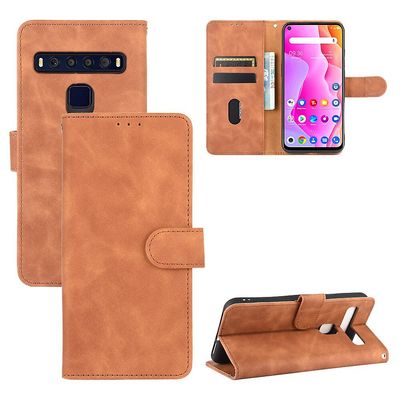 Etui til Tcl 10l / Tcl 10 Lite Cover Premium læder med kortholder Flip Folio magnetisk etui Etui Coque - Sort Brown