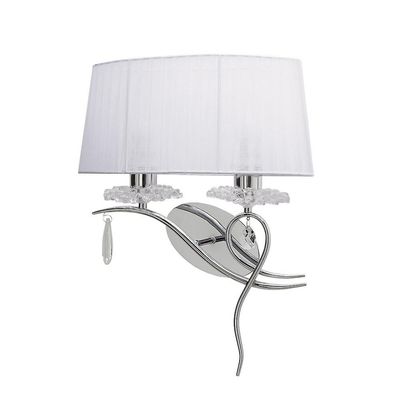 Inspired Lighting Louise Væglampe Venstre 2 Lys E27 med hvid nuance poleret Krom, Klar Krystal