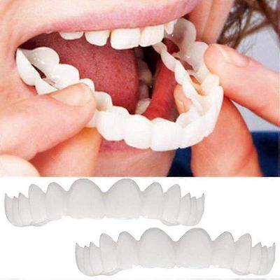 2-osainen ylempi ja alempi premium-hammasproteesit Instant Smile Comfort Fit Elastiset kosmeettiset hampaat hammasproteesi top