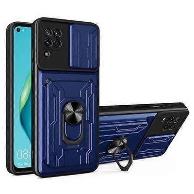Goodcase Huawei P40 Lite liukuva camshield-kortin puhelinkotelo Safiiri sininen
