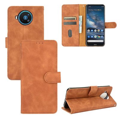 Etui til Nokia 8.3 Cover Premium læder med kortholder Flip Folio magnetisk etui Etui Coque - Sort Brown