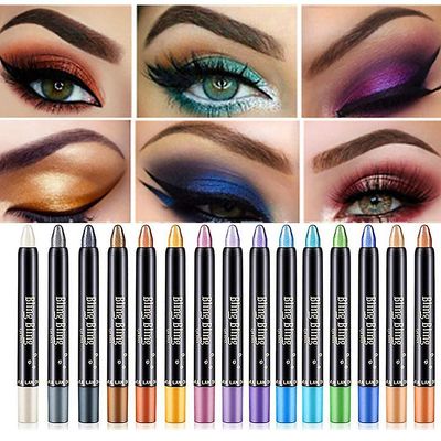 15 farger øyenskygge pinne vanntett øyenskygge blyant shimmer glitter øyenskygge fargestift lang varig øyenskygge pinne sett E