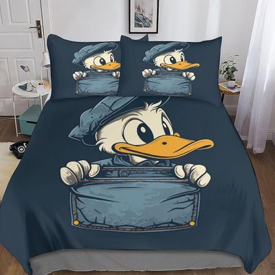 DSJackson Aku Ankka Premium piilotettu vetoketjullinen pussilakanasetti - eloisa 3D-tulostus mikrokuituinen sarjakuvavuodevaatteet, täydellinen 3-o...