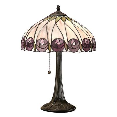 Interiors 1900 Lighting Hutchinson 1 Lys Medium Bordlampe Tiffany Glas, Mørk Bronze Maling med Highlights, E27