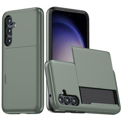 Samsung Galaxy S23 FE -kotelolle TPU + PC-diakortin pidike matkapuhelimen kansi Armeijan vihreä
