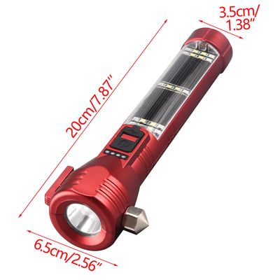Hefansi Solar, LED, USB lommelykt, USB lading bil sterk lys hammer lommelykt Rød