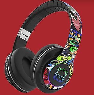 Headphones Glødende Bluetooth-hodetelefoner Graffiti trådløse øretelefoner med mikrofonstøy Avbryter hodetelefoner Super Hifi Deep Bass Headset Gam...