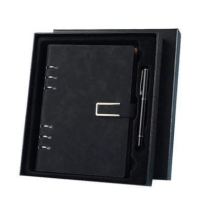 Handuo Læder Journal Premium foret A5 Skrivning Notebook Cover Pen Holder &card slot sort