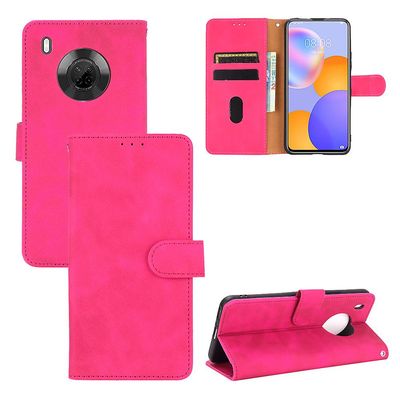 Etui til Huawei Y9a Cover Premium læder med kortholder Flip Folio magnetisk etui Etui Coque - Sort Pink