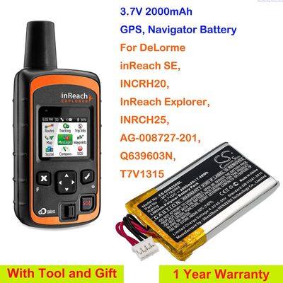 Dinoply 2000mAh GPS, Navigator Batteri Myt783968 För Delorme Incrh20, Inrch25, Inreach Explorer, Inreach Se, Q639603N, T7V1315