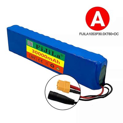 10S3P 36V 30Ah akku sähköpolkupyörän akku 18650 litiumioniakku 350W 500W sopii suuritehoisiin sähköskoottereihin moottoripyöräskootterit SM 10S3P30...