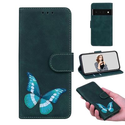 Etui til Google Pixel 6 Pro Butterfly Cover Premium magnetisk-pink Grøn