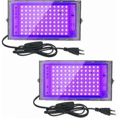 2kpl 100w UV-LED-valonheitin Blacklight Ip65 vedenpitävä, ultravioletti LED-lamppu, efektivalaistus akvaarioon, juhlat, neonmaalaus, loisteputkijul...