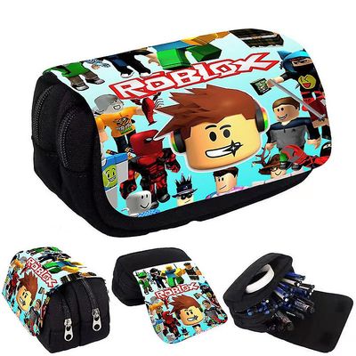 Yxuo Dobbeltlags lynlås Pen taske Roblox spil 3d print Papirvarer Box Tegneserie penalhus til folkeskoleelever