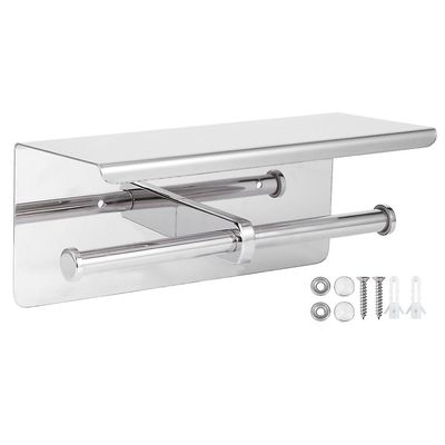 Kaksinkertainen wc-paperipidike ruostumattomasta teräksestä valmistettu paperiteline puhelin säilytyshylly kylpyhuoneen käyttö kuten kuvassa näkyy