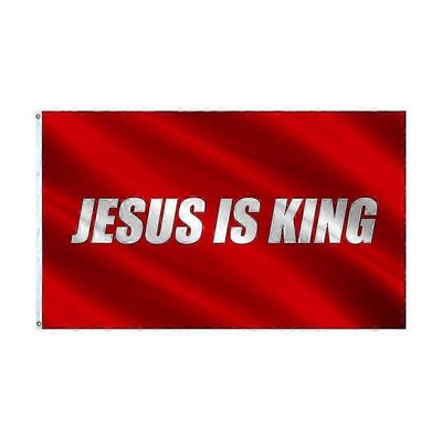 90x150cm Jeesus on kuninkaan lippu 3x5 Ft Valkoiset punaiset kristilliset liput Punainen 90 x 150cm