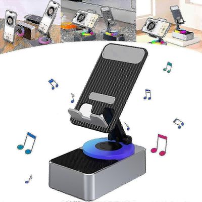 3-in-1 Bluetooth-kaiutin, virtapankki ja puhelinpidike HiFi-äänellä puhelimen tablettitelineeseen Harmaa