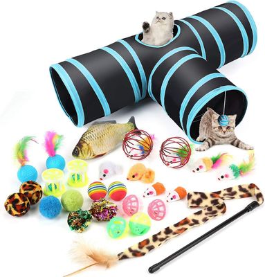 Cat Tunnel Cat Play, Rabbit Tunnel Pet Tunnel 3 Way Crinkle Tunnel kokoontaitettava putkilelu kissoille Kanit, koirat, lemmikit, onkivavalla Kissan...