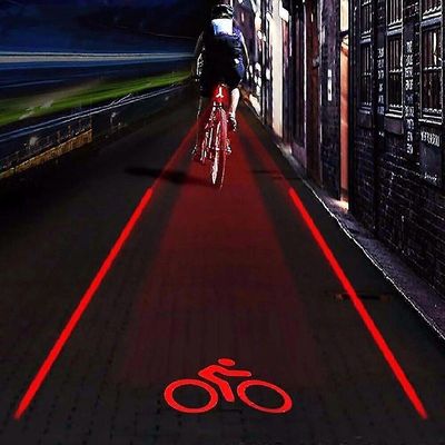 Pyörän takavalon säteen turvallisuusvaroitus punainen 2 laser+5 led-pyöräilyn varoitusvalo