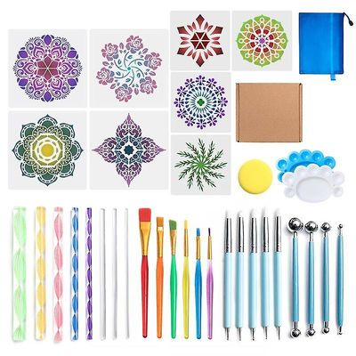 35 Pcs mandala maleri værktøj skabelon diy graffiti kunst søm forsyninger at01