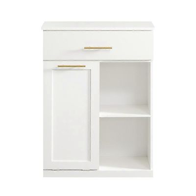 SoBuy BZR66-W,Pyykkikaappi Kylpyhuoneen säilytyskaappi pyykkikorilla ja laatikolla likaisille vaatteille,Pyyhesäilytys,Valkoinen 66x37x95cm