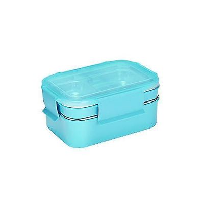 Bento boks rustfrit stål dobbelt mad boks børn picnic skole madkasse (blå) 81