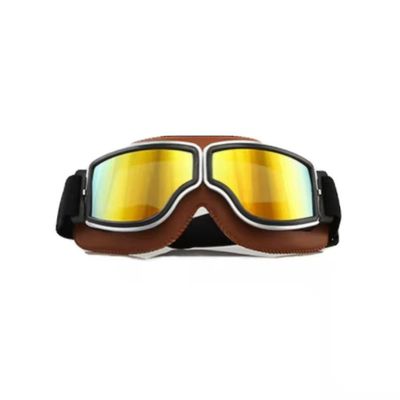 Zhuopai Retro Kart beskyttelsesbriller maske motorcykel ridning vindtæt støvtæt beskyttelsesbriller hylster kart uv beskyttelse Brun læder skive skive
