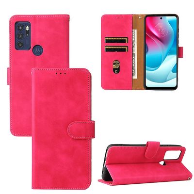 Etui til Motorola Moto G60s Cover Premium Læder med kortholder Flip Folio Magnetisk Etui Coque - Sort Pink