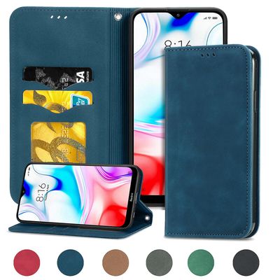 Gangxun Sag For Xiaomi Redmi 8a Magnetisk Lukning Læder Tegnebog Cover Housse Etui Shockproof - Blue