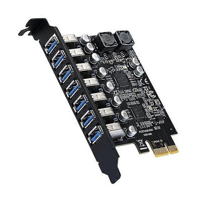 USB 3.2 PCI Express -sovitin PCI E–7 porttia USB3 Gen1 -laajennussovitinkortti PCI-E-laajennuskortti PCI ex Musta