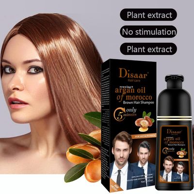 Kakanwo Sjampo Brown I Vask Aloe Argan Oil Plant Farge Brun fuktighetsgivende sjampo 400Ml B One Size