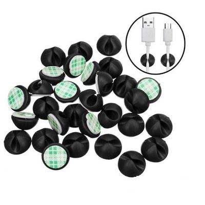 Mikasa 20 pc'er kabel winder arrangør kabelclips skrivebord ryddelig arrangør Sort