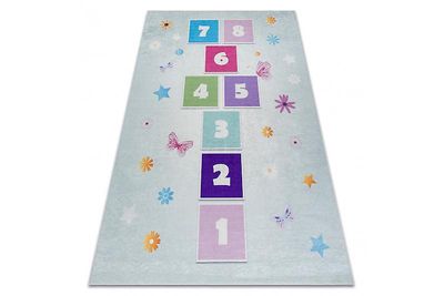 RugsX BAMBINO 1075 vask tæppe hopscotch, numre til børn skridsikker - grøn 120x170 cm