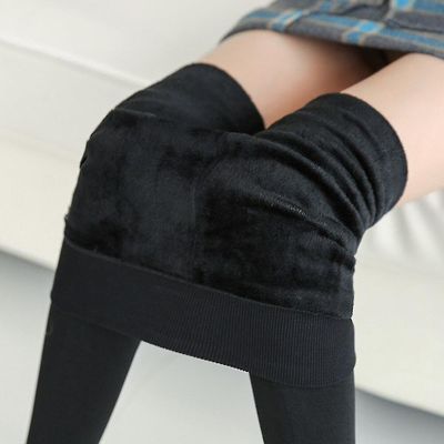 Women's Warm Tights Vinterstrømper For strømpebukse Plus Size Fleece Hot Thermal Thermo Wrap Black lined Leggings tykk kasjmir Svart