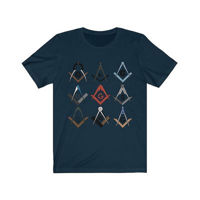 Bricks Masons Firkantet og kompas symboler frimurerisk t-shirt Flåde L