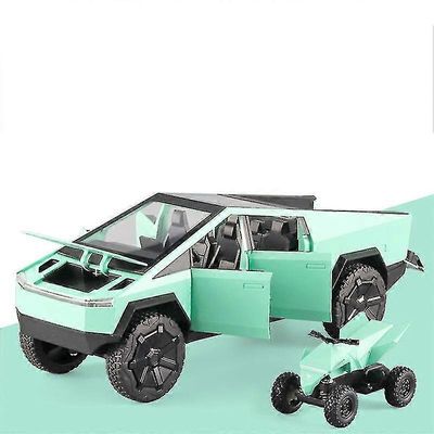 1:24 Tesla Cybertruck Truck Alloy Lelu Automalli Diecasts Ajoneuvot Pickup Moottoripyörä Auton koristelu Kid Boys Lelut Joululahjat Green no box