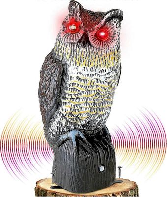 Muovinen pöllö pitää linnut loitolla,Pöllön variksenpelättimet vilkkuvilla silmillä ja pelottavalla äänellä,Pöllö lintujen torjuntaan puutarhapihan...