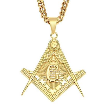 Bricks Masons Master masonic pyramide gyldne firkantede kompas halskæde Guld 30inch