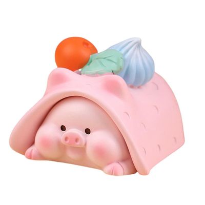 Fadeless Harts Pig Figurine Car Ornament med halkfri bas Rosa