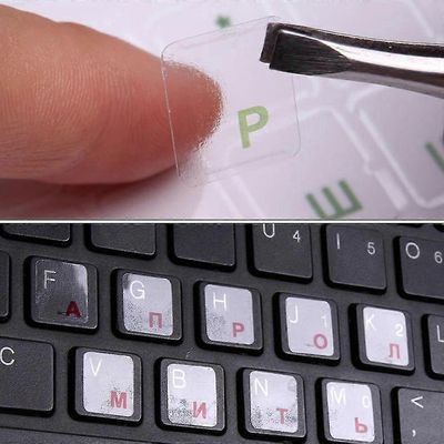 Venäläinen näppäimistötarra mustalla / sinisellä / vihreällä / punaisella / keltaisella merkillä 2kpl Musta