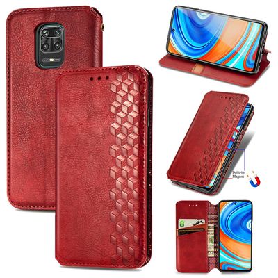 Kompatibel med Xiaomi Redmi Note 9s / 9 Pro / 9 Pro Max Flip Case Etui Vintage Wallet Flip Cover med magnetisk lukning Coque - Blå rød