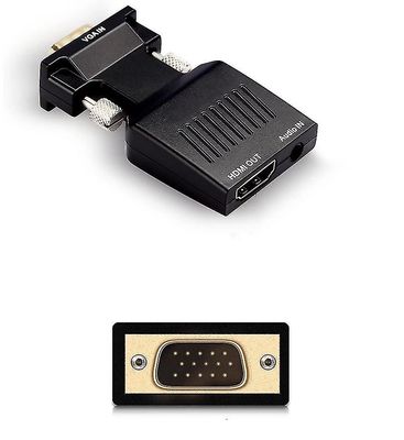 Coosilo Vga til Hdmi adapter konverter med lyd, til bærbar computer, computer, projektor