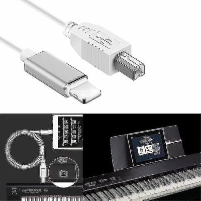 Lightning to Type-B Midi -näppäimistömuunnin USB 2.0 -kaapeli iPhonelle 7 8 X Ipad