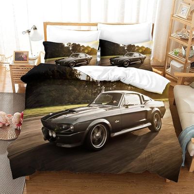 3-osainen muskeliauton vuodevaatteet tyynyliinoilla Aurace-pussilakana vetoketjusulkimella Pehmeä mikrokuitupeitto, kaksinkertainen Double200x200cm