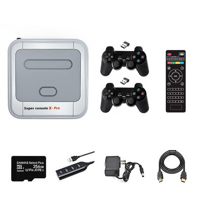 Qian Super Console X Pro Amlogic Trådløs tv-spillekonsol 64 GB 4k hd til psp Ps1 N64 Nes Atatri Gb