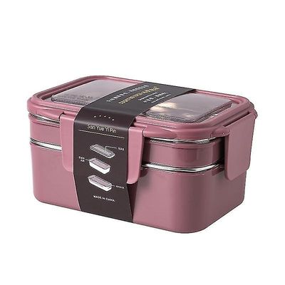 Bærbar to lag rustfrit stål madkasse stor kapacitet mad container Bento madkasse (lilla) 43