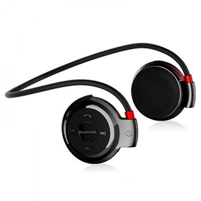Trådlöst hörlurar Sport headset svettsäkert med mikrofon, Bluetooth hörlurar bakom huvudet, vikbar och bärs i handväskan