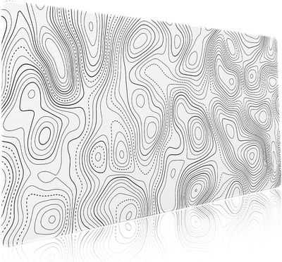 Topografinen ääriviiva valkoinen pelihiirimatto xxl maantieteelliset karttaviivat laajennettu iso suuri pöytämatto liukumaton kumipohja ommeltu reu...